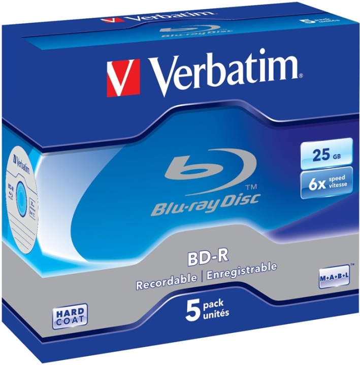 Verbatim BD-R, 6x, 25 GB/200 min, 5-pack jewel case Hard Coat MABL in the group HOME ELECTRONICS / Storage media / CD/DVD/BD-Discs / Blu-Ray at TP E-commerce Nordic AB (38-23604)