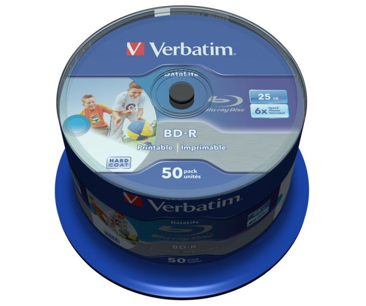 Verbatim BD-R, 6x, 25GB/200tim, Wide Inkjet Printable, 50-p spindel in the group HOME ELECTRONICS / Storage media / CD/DVD/BD-Discs / Blu-Ray at TP E-commerce Nordic AB (38-23610)