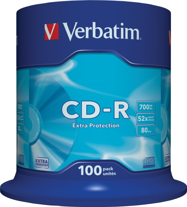 Verbatim CD-R, 52x, 700 MB/80 min, 100-pack spindel, Extra protection in the group HOME ELECTRONICS / Storage media / CD/DVD/BD-Discs / CD-R at TP E-commerce Nordic AB (38-23628)