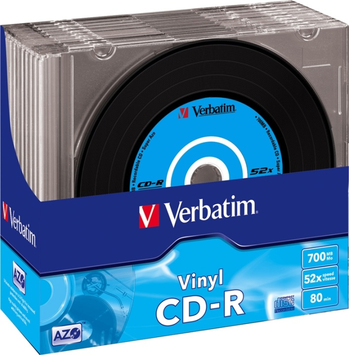 Verbatim CD-R, 52x, 700 MB/80 min, 10-pack slimcase, vinyl in the group HOME ELECTRONICS / Storage media / CD/DVD/BD-Discs / CD-R at TP E-commerce Nordic AB (38-23630)