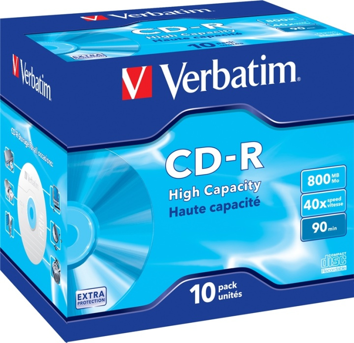 Verbatim CD-R, 40x, 800 MB/90 min, 10-pack, jewel case in the group HOME ELECTRONICS / Storage media / CD/DVD/BD-Discs / CD-R at TP E-commerce Nordic AB (38-23631)