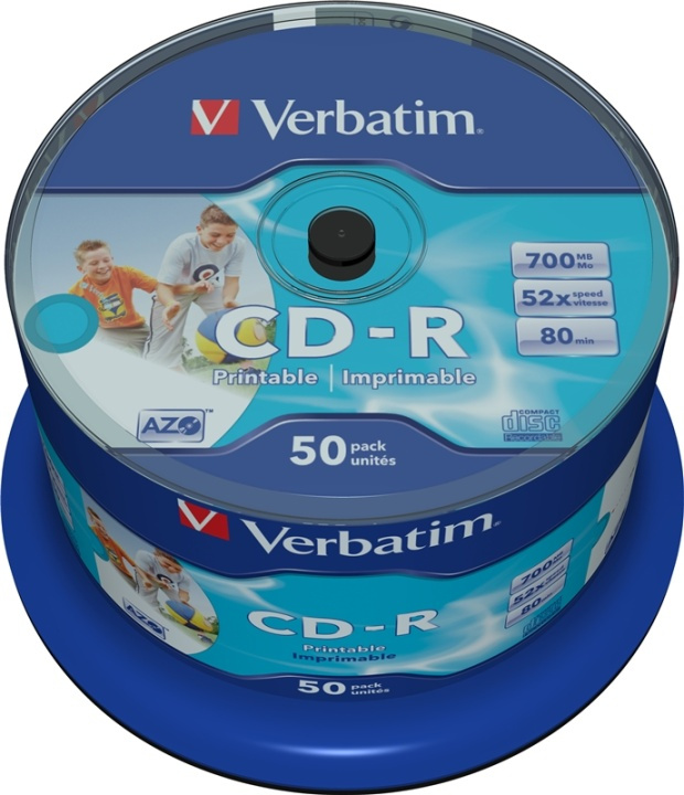 Verbatim CD-R, 52x, 700 MB/80 min, 50-pack, spindel, AZO, printable in the group HOME ELECTRONICS / Storage media / CD/DVD/BD-Discs / CD-R at TP E-commerce Nordic AB (38-23635)