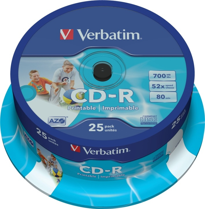 Verbatim CD-R, 52x, 700 MB/80 min, 25-pack, spindel, AZO, printable in the group HOME ELECTRONICS / Storage media / CD/DVD/BD-Discs / CD-R at TP E-commerce Nordic AB (38-23636)