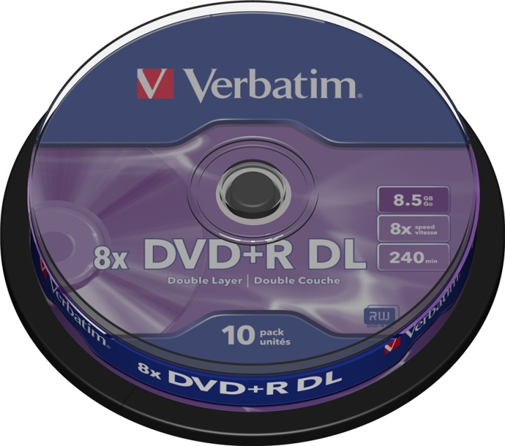 Verbatim DVD+R DL, 8x, 8,5 GB/240 min, 10-pack spindel, AZO in the group HOME ELECTRONICS / Storage media / CD/DVD/BD-Discs / DVD+R at TP E-commerce Nordic AB (38-23669)