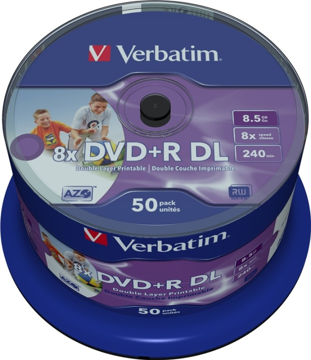 Verbatim DVD+R DL, 8x, 8,5 GB/240 min, 50-pack spindel, AZO in the group HOME ELECTRONICS / Storage media / CD/DVD/BD-Discs / DVD+R at TP E-commerce Nordic AB (38-23671)