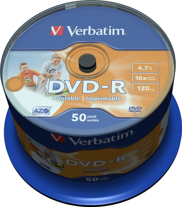 Verbatim DVD-R, 16x, 4,7 GB/120 min, 50-pack spindel, AZO, printable in the group HOME ELECTRONICS / Storage media / CD/DVD/BD-Discs / DVD-R at TP E-commerce Nordic AB (38-23689)