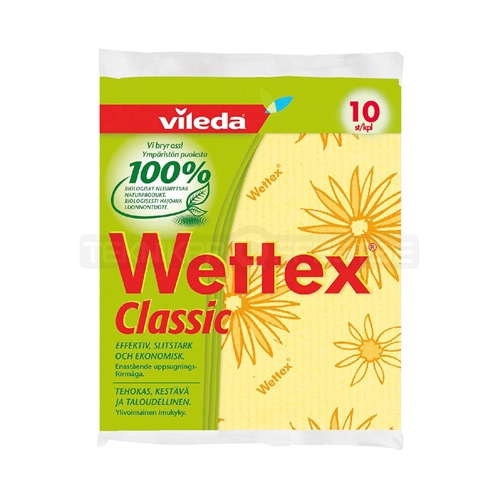 <h2>Vileda Wettex Dishcloths 10-pack in multiple colors</h2><p>Outstanding absorbency on even and smooth surfaces. Rinse in warm water before use. After use, rinse the cloth in cold water to keep it fresh longer.</p><ul><li>Dry and clean without linting, in the group HOME, HOUSEHOLD & GARDEN / Cleaning products / Other cleaning accessories at TP E-commerce Nordic AB (38-24468)