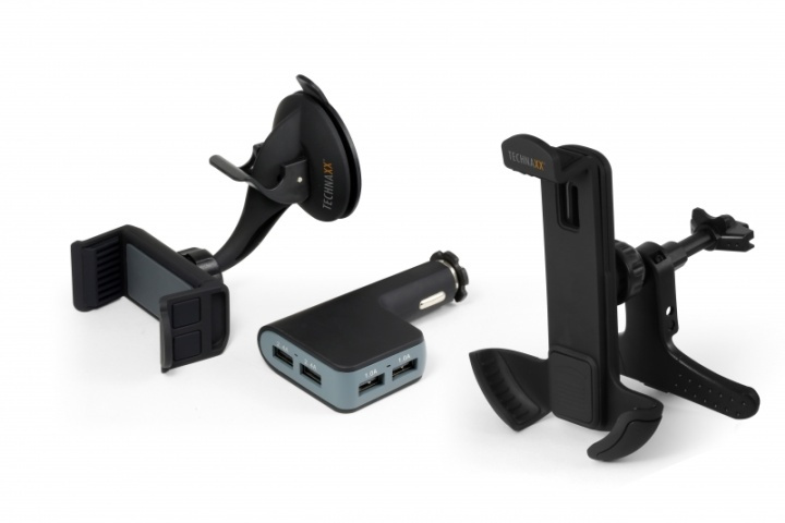 Technaxx Car Holder for Smartphones + Car Charger with 4x USB Port (TE08) in the group CAR / Car holders / Car holder smartphone at TP E-commerce Nordic AB (38-25247)