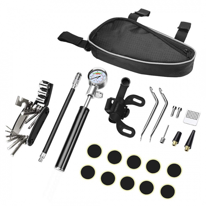 Bicycle bag with repair kit, 7 accessories, Black in the group Sport, leisure & Hobby / Sports equipment / Bicycle accessories / Other bike accessories at TP E-commerce Nordic AB (38-25553)