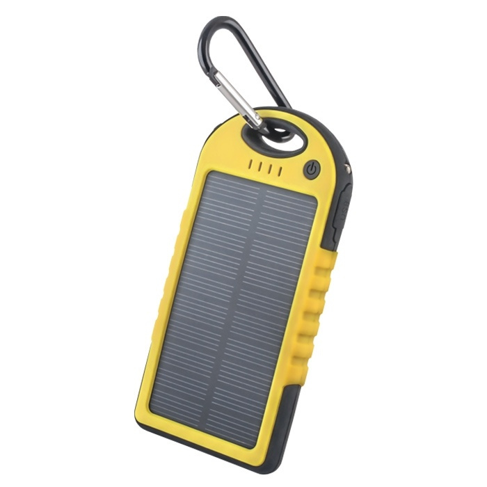 Forever STB-200, Waterproof PowerBank, Solar Cell, 5000mAh, Yellow in the group SMARTPHONE & TABLETS / Chargers & Cables / Powerbanks at TP E-commerce Nordic AB (38-25751)