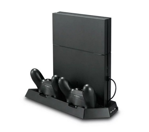Vertikalt stativ med kylfläktar, laddningsstationer, USB-hub, Playstation 4 Slim in the group HOME ELECTRONICS / Game consoles & Accessories / Sony PlayStation 4 / Accessories at TP E-commerce Nordic AB (38-27160)