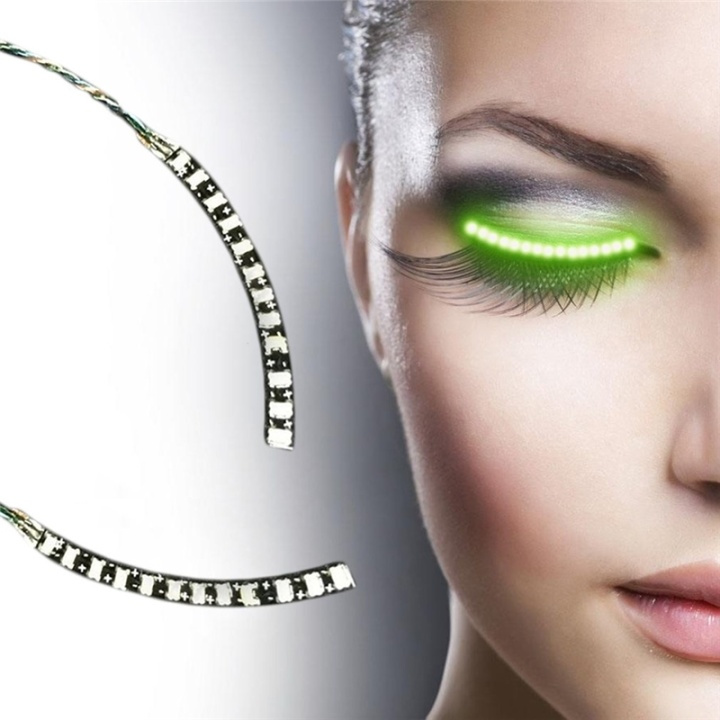 LED lashes, glowing eyelashes for parties or masquerades, Green in the group BEAUTY & HEALTH / Makeup / Eyes & Eyebrows / False eyelashes at TP E-commerce Nordic AB (38-27776)
