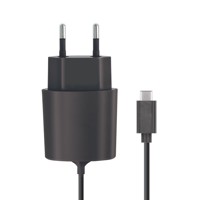 Forever väggladdare, inkl. USB-C-kabel, 2,1A, svart in the group SMARTPHONE & TABLETS / Chargers & Cables / Wall charger / Wall charger USB-C at TP E-commerce Nordic AB (38-27876)