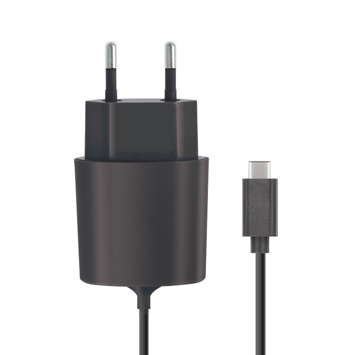 Forever wall charger, incl. USB-C cable, 2.1A, black in the group SMARTPHONE & TABLETS / Chargers & Cables / Wall charger / Wall charger USB-C at TP E-commerce Nordic AB (38-27876)