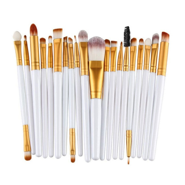 Professional Gentle Makeup Brushes 20-Pack, White, Gold in the group BEAUTY & HEALTH / Makeup / Tools & Make up set / Brushes at TP E-commerce Nordic AB (38-28409)