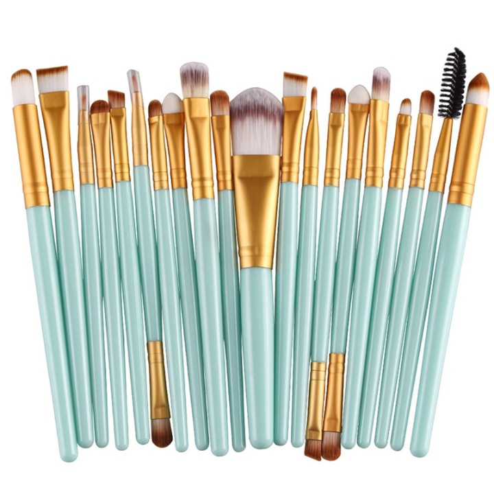 Professional gentle make-up brushes 20-Pack, Turquoise, Gold in the group BEAUTY & HEALTH / Makeup / Tools & Make up set / Brushes at TP E-commerce Nordic AB (38-28413)