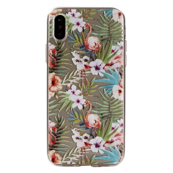 Soft TPU case for iPhone X/XS, Flamingo, Plants in the group SMARTPHONE & TABLETS / Phone cases / Apple / iPhone X/XS / Cases at TP E-commerce Nordic AB (38-28451)