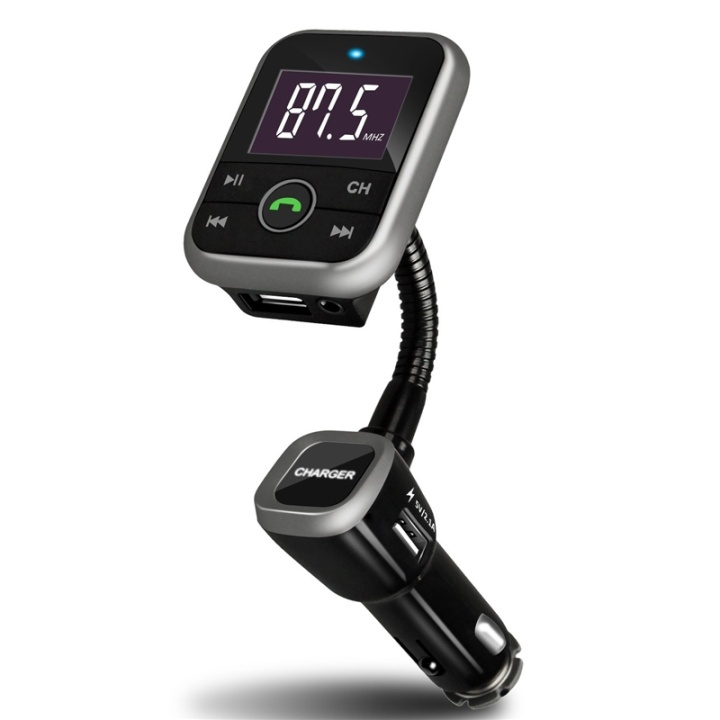 FM transmitter with Bluetooth hands-free and car charger, 2.1A, Black in the group CAR / Car audio & Multimedia / FM-transmitters at TP E-commerce Nordic AB (38-28706)