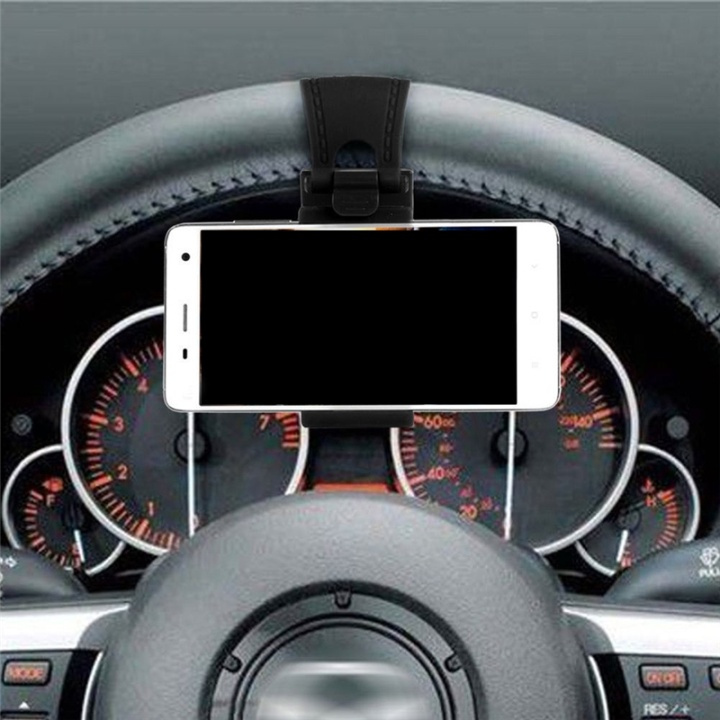 Universal mobile holder for steering wheel, Black in the group CAR / Car holders / Car holder smartphone at TP E-commerce Nordic AB (38-28707)