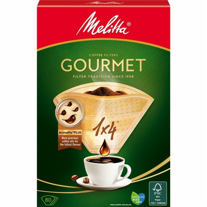 Melitta Kaffefilter Gourmet 1X4 Oblekt in the group HOME, HOUSEHOLD & GARDEN / Household appliances / Coffee makers and accessories / Filters & Accessories at TP E-commerce Nordic AB (38-28855)