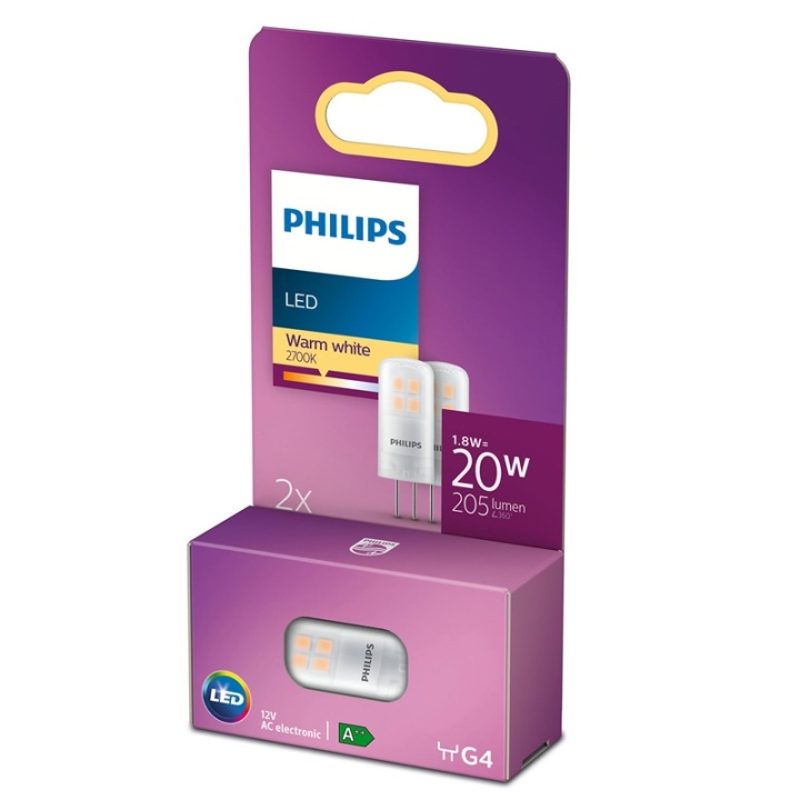 Philips 2-pack LED G4 Kapsel 20W 12V 2 in the group HOME ELECTRONICS / Lighting / LED lamps at TP E-commerce Nordic AB (38-28889)
