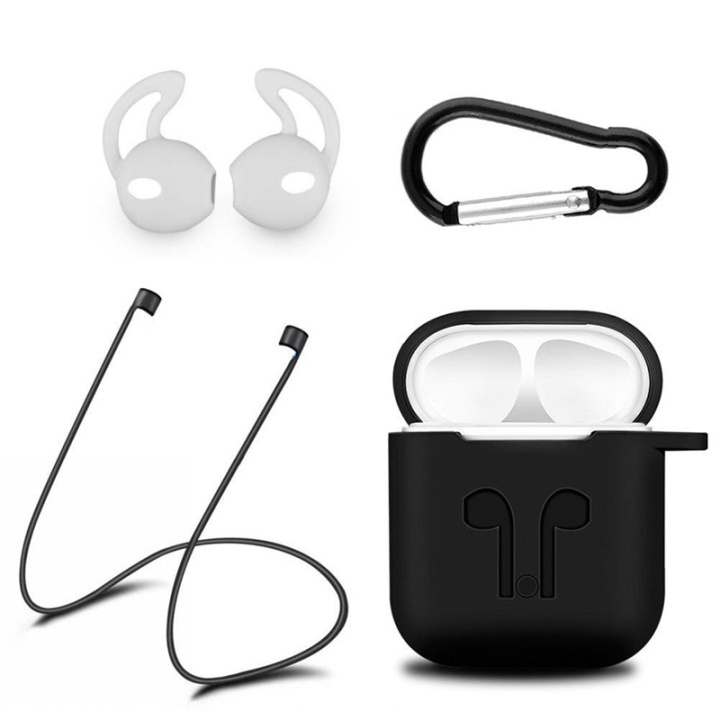 Silicone kit for Airpods, Silicone case, Strap, Silicone ear tips, Carabiner, Reply in the group HOME ELECTRONICS / Audio & Picture / Headphones & Accessories / Accessories at TP E-commerce Nordic AB (38-29054)