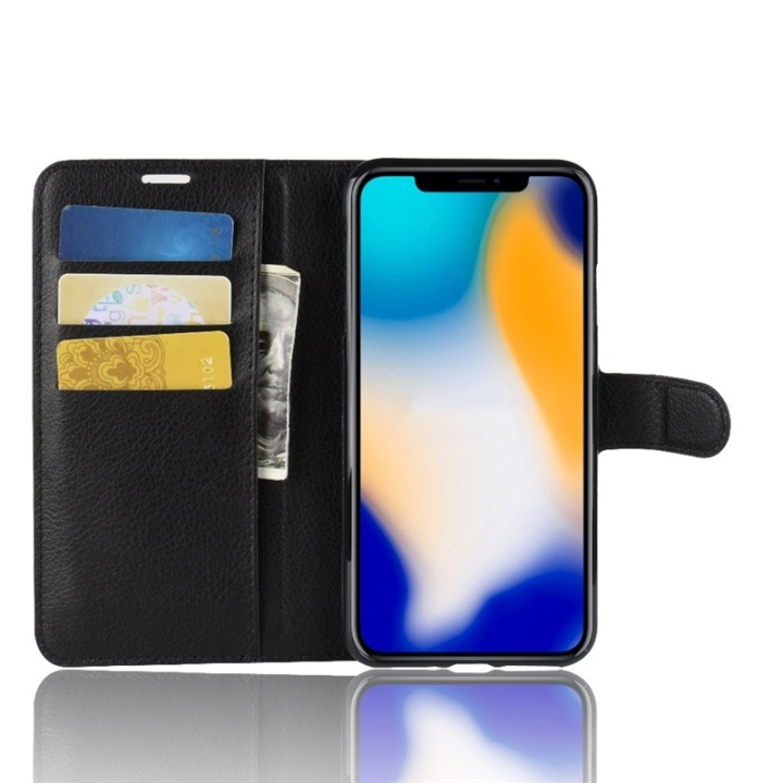 Plånboksväska - iPhone XS, Svart in the group SMARTPHONE & TABLETS / Phone cases / Apple / iPhone X/XS / Wallet Case at TP E-commerce Nordic AB (38-29167)