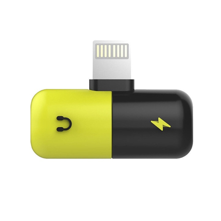 Lightning Splitter - Yellow/Black in the group SMARTPHONE & TABLETS / Chargers & Cables / Adapters at TP E-commerce Nordic AB (38-29283)