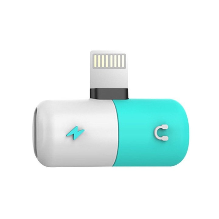 Lightning Splitter - Turquoise/White in the group SMARTPHONE & TABLETS / Chargers & Cables / Adapters at TP E-commerce Nordic AB (38-29284)