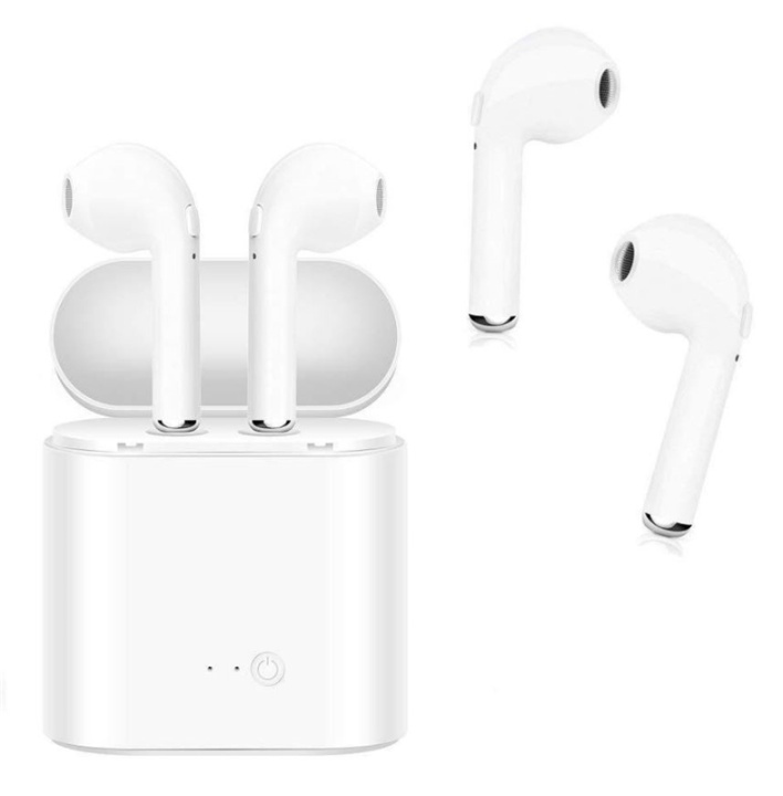 i7S Twins Wireless Earbuds Bluetooth Hörlurar + Strömbox - Vit in the group HOME ELECTRONICS / Audio & Picture / Headphones & Accessories / Headphones at TP E-commerce Nordic AB (38-29325)