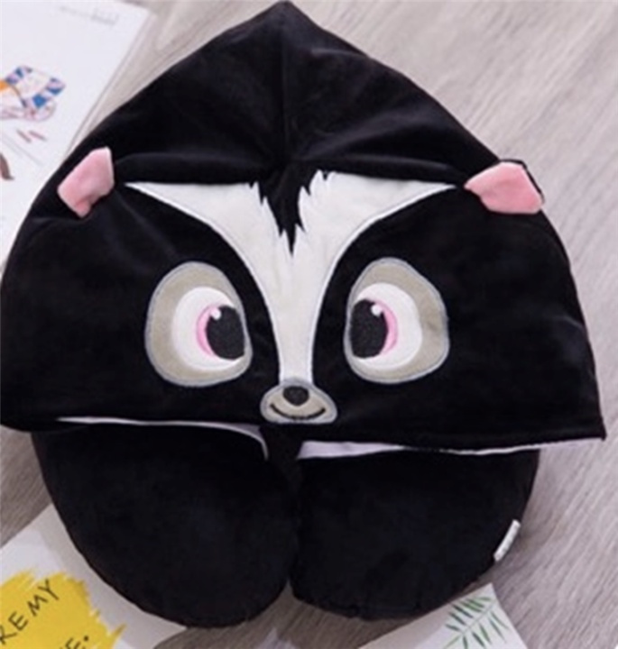 Neck pillow with hood - Cartoon Black in the group Sport, leisure & Hobby / Travel accessories / Other at TP E-commerce Nordic AB (38-29409)
