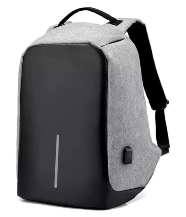 Inbrottsäker ryggsäck med USB-port, grå/svart in the group Sport, leisure & Hobby / Travel accessories / Backpacks & Bags at TP E-commerce Nordic AB (38-29436)