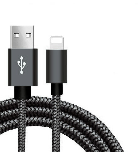 Lightning Textile cable 1 m, Dark grey in the group SMARTPHONE & TABLETS / Chargers & Cables / Cables / Cables Lightning at TP E-commerce Nordic AB (38-29675)