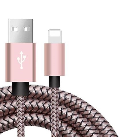 Lightning Textilkabel 1 m, Rosa in the group SMARTPHONE & TABLETS / Chargers & Cables / Cables / Cables Lightning at TP E-commerce Nordic AB (38-29676)