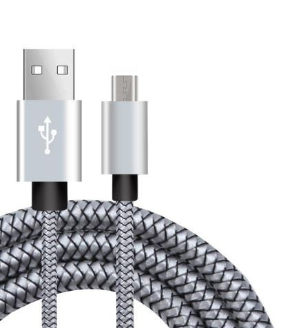 Micro-USB Fabric Cable 1 m, Silver in the group SMARTPHONE & TABLETS / Chargers & Cables / Cables / Cables microUSB at TP E-commerce Nordic AB (38-29679)