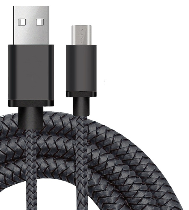 Micro-USB Textilkabel 1 m, Svart in the group SMARTPHONE & TABLETS / Chargers & Cables / Cables / Cables microUSB at TP E-commerce Nordic AB (38-29680)