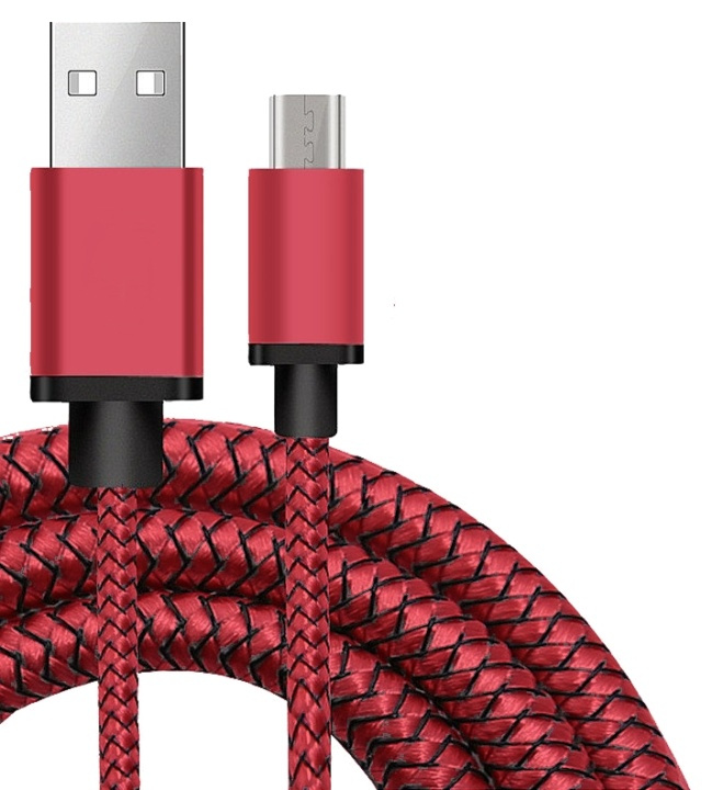 Micro-USB Fabric Cable 1 m, Red in the group SMARTPHONE & TABLETS / Chargers & Cables / Cables / Cables microUSB at TP E-commerce Nordic AB (38-29683)
