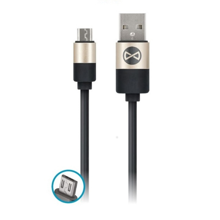 Forever Micro USB, 1 meter, Black in the group SMARTPHONE & TABLETS / Chargers & Cables / Cables / Cables microUSB at TP E-commerce Nordic AB (38-29745)