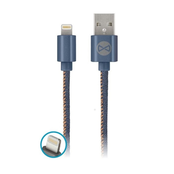 Forever Lightning, textile covered jeans, 1m in the group SMARTPHONE & TABLETS / Chargers & Cables / Cables / Cables Lightning at TP E-commerce Nordic AB (38-29753)