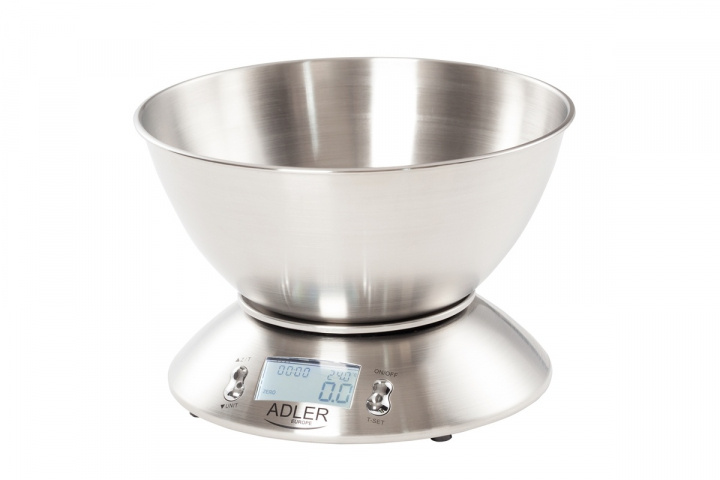 Adler Kitchen scale stainless steel with bowl in the group HOME, HOUSEHOLD & GARDEN / Kitchen utensils / Kitchen scales at TP E-commerce Nordic AB (38-29858)