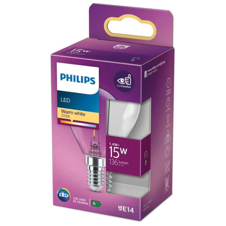 Philips LED E14 Klot 15W Klar 136lm in the group HOME ELECTRONICS / Lighting / LED lamps at TP E-commerce Nordic AB (38-35655)