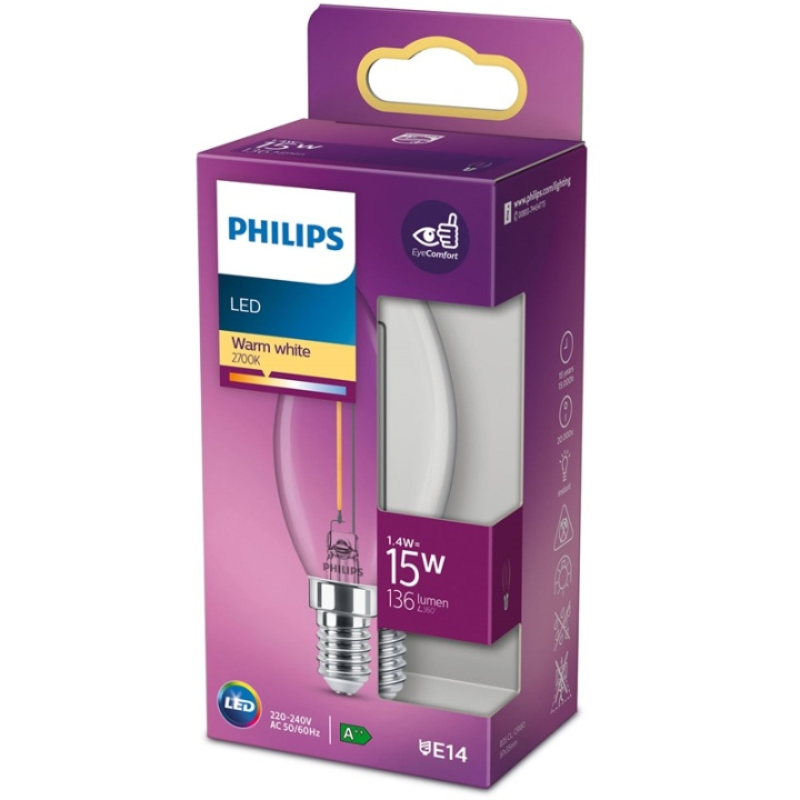 Philips LED E14 Kron 15W Klar 136lm in the group HOME ELECTRONICS / Lighting / LED lamps at TP E-commerce Nordic AB (38-35659)