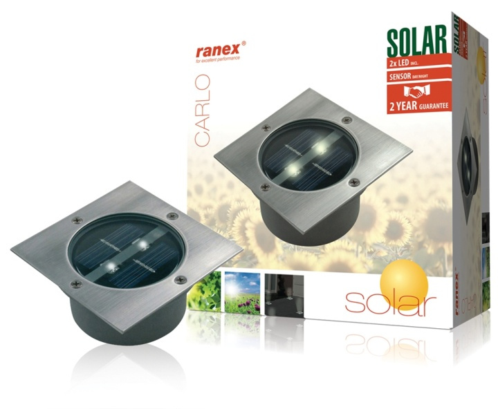 Ranex Solar Ground Spot 2 LED Square in the group HOME, HOUSEHOLD & GARDEN / Electricity & Lighting / Outdoor lighting / Solar lamp at TP E-commerce Nordic AB (38-35744)