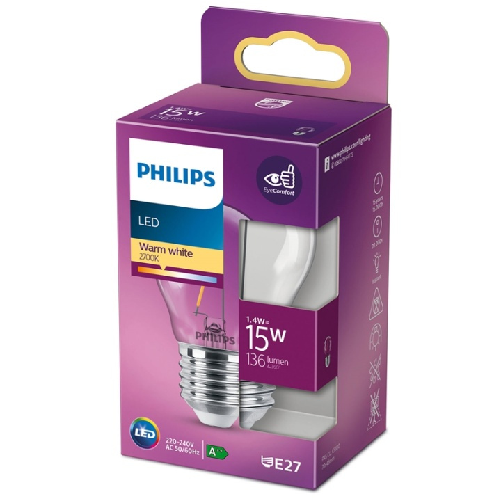 Philips LED E27 Klot 15W Klar Dimbar 1 in the group HOME ELECTRONICS / Lighting / LED lamps at TP E-commerce Nordic AB (38-35774)