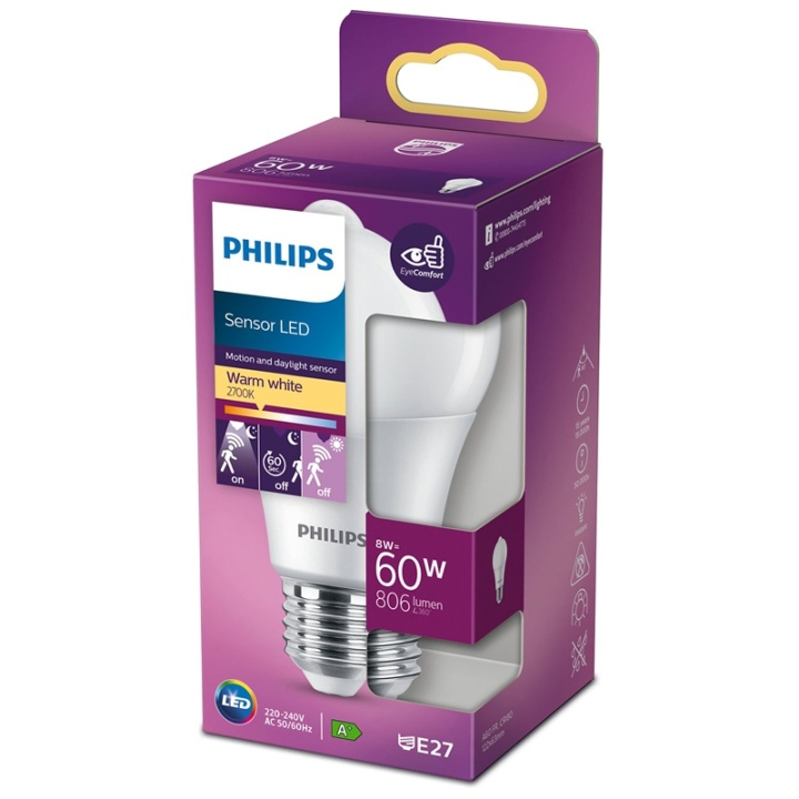 Philips LED E27 Normal 60W Rörelsesens in the group HOME ELECTRONICS / Lighting / LED lamps at TP E-commerce Nordic AB (38-35900)