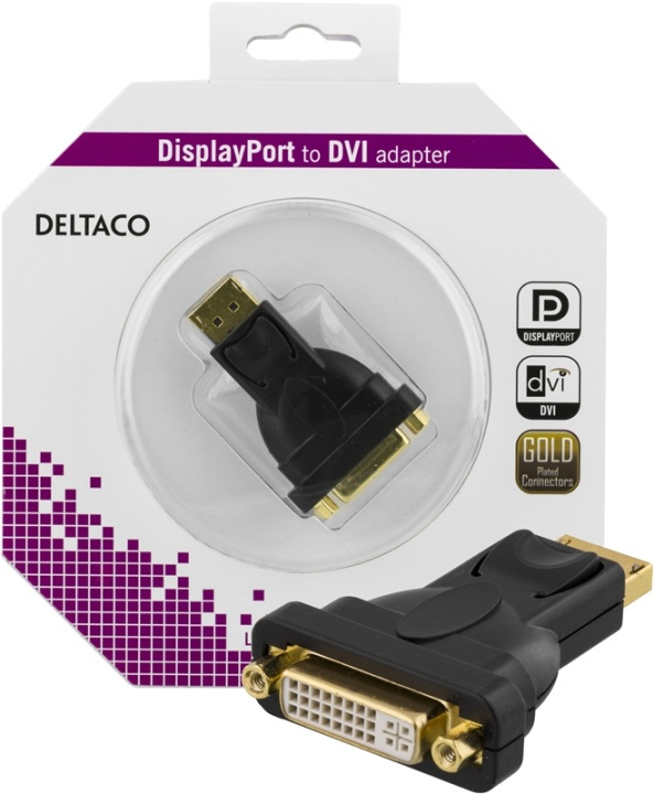 DELTACO DisplayPort to DVI-I Single Link adapter, black, 1080p, in the group COMPUTERS & PERIPHERALS / Computer cables / DisplayPort / Adapters at TP E-commerce Nordic AB (38-36710)
