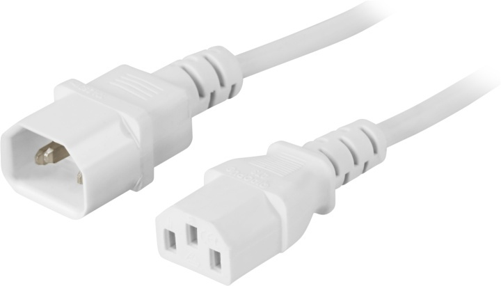 DELTACO förlängningskabel, rak IEC C13 - rak IEC C14 3m, vit in the group HOME, HOUSEHOLD & GARDEN / Electricity & Lighting / Extension cables at TP E-commerce Nordic AB (38-36726)