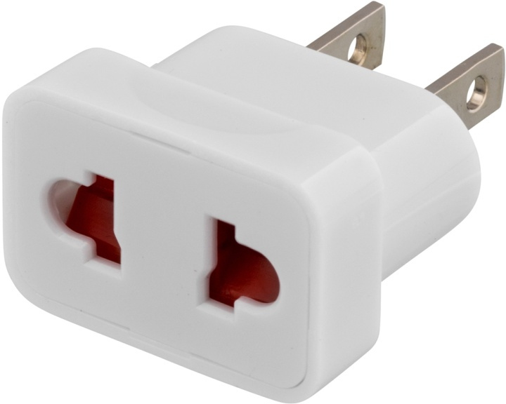 DELTACO reseadapter, EU till US, ojordad, 110-250V, 10A, vit in the group HOME, HOUSEHOLD & GARDEN / Electricity & Lighting / Travel adapters at TP E-commerce Nordic AB (38-36756)