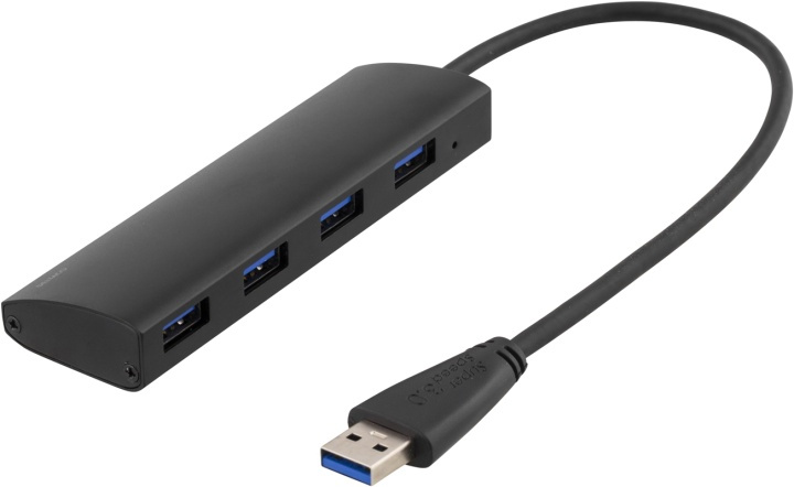 DELTACO USB 3.1 Gen 1 hub, 4x USB-A female, aluminum, black in the group COMPUTERS & PERIPHERALS / Computer accessories / USB-Hubs at TP E-commerce Nordic AB (38-36779)