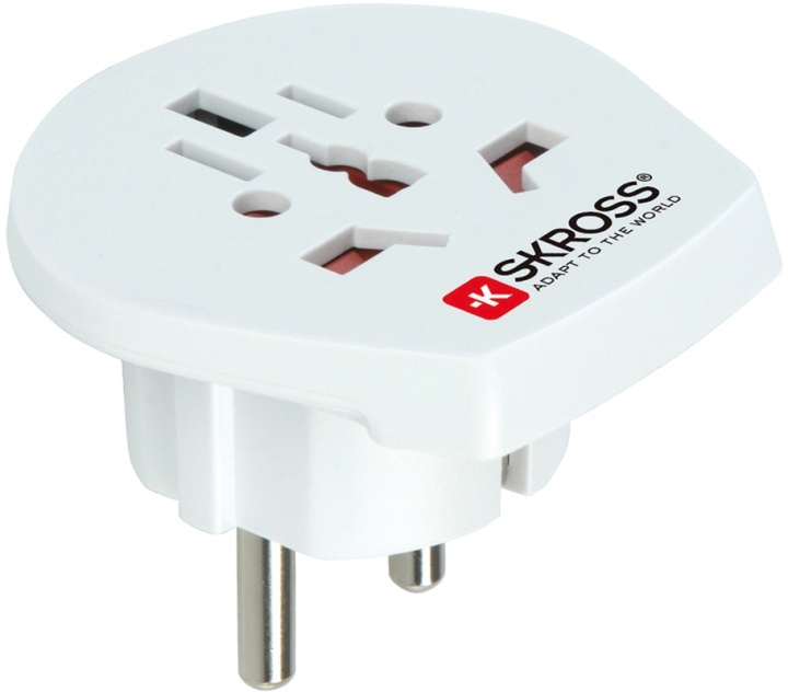 SKROSS reseadapter EMEA/US/UK till EU, ojordad, 220-250V max 16A, vit in the group HOME, HOUSEHOLD & GARDEN / Electricity & Lighting / Travel adapters at TP E-commerce Nordic AB (38-37010)